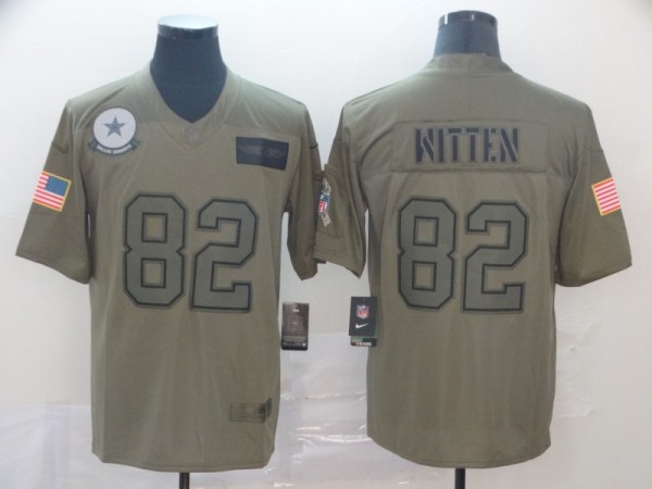 Nike Cowboys #82 Witten 2019 Olive Salute To Service Limited Men Jersey