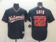 MLB Men's Washington Nationals #22 Juan Soto Blue With Red Game Stitched Jersey