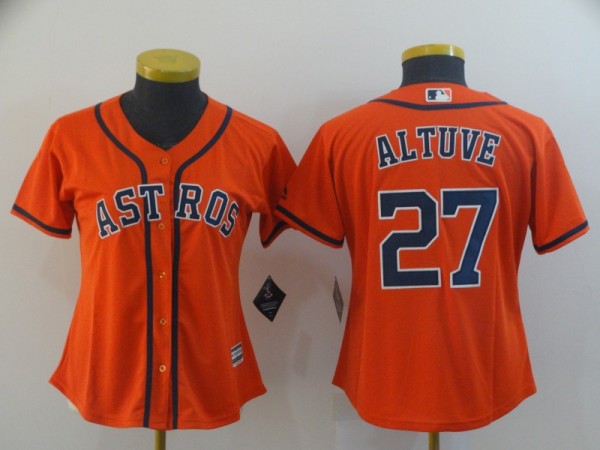 Women MLB Houston Astros #27 Altuve Orange Game Jersey