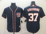 MLB Men's Washington Nationals #37 Strasburg Navy Blue Game Jersey