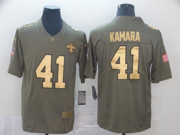 Men's New Orleans Saints#41 Alvin Kamara Gold Anthracite Salute To Service Vapor Limited Jersey