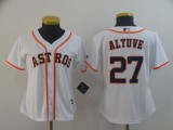 Women MLB Houston Astros #27 Altuve White Game Jersey