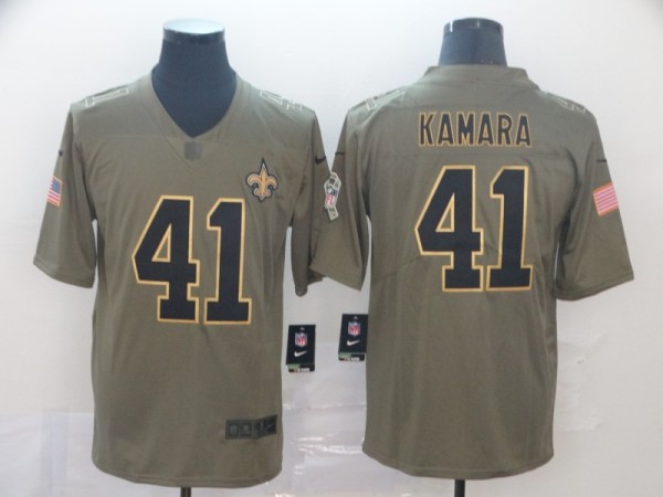 Men's New Orleans Saints#41 Alvin Kamara Olive Salute to Service Limited Jersey