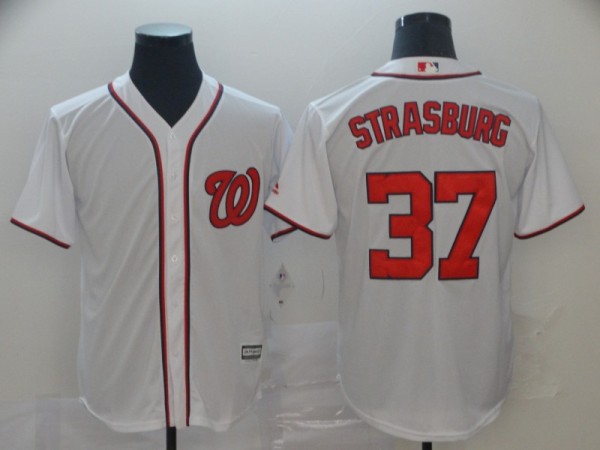 MLB Men's Washington Nationals #37 Strasburg White Game Jersey