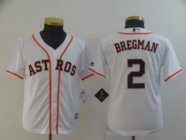 Youth Houston Astros #2 Bregman White Game MLB Jersey