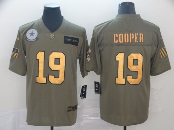 Men's Dallas Cowboys #19 Amari Cooper 2019 Olive/Gold Salute To Service Limited Jersey