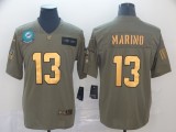 Men's Miami Dolphins #13 Dan Marino 2019 Olive/Gold Salute To Service Limited Jersey 