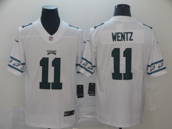 Men's Philadelphia Eagles #11 Carson Wentz White 2019 Team Logo Cool Edition Stitched Jersey