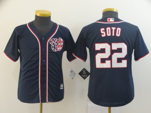 Youth Washington Nationals #22 Juan Soto Navy Blue MLB Jersey