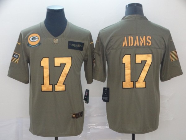 Men's Green Bay Packers #17 Davante Adams 2019 Olive/Gold Salute To Service Limited Jersey