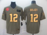 Men's New England Patriots #12 Tom Brady 2019 Olive/Gold Salute To Service Limited Jersey