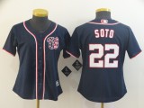 Women Washington Nationals #22 Juan Soto Navy Blue MLB Jersey