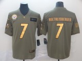 Men's Pittsburgh Steelers #7 Ben Roethlisberger 2019 Olive/Gold Salute To Service Limited Jersey