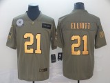 Men's Dallas Cowboys #21 Ezekiel Elliott 2019 Olive/Gold Salute To Service Limited Jersey