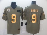 Men's New Orleans Saints #9 Drew Brees 2019 Olive/Gold Salute To Service Limited Jersey