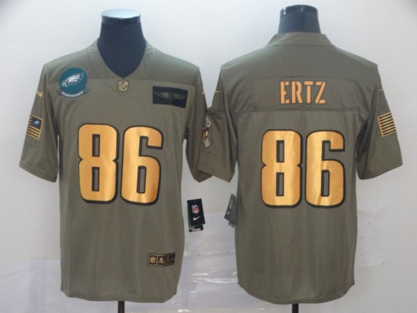 Men's Philadelphia Eagles #86 Zach Ertz 2019 Olive/Gold Salute To Service Limited Jersey