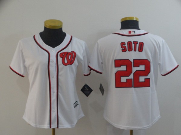 Women Washington Nationals #22 Juan Soto White MLB Jersey