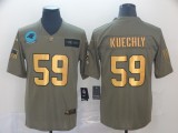 Men's Carolina Panthers #59 Luke Kuechly 2019 Olive/Gold Salute To Service Limited Jersey