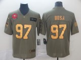 Men's San Francisco 49ers #97 Nick Bosa 2019 Olive/Gold Salute To Service Limited Jersey