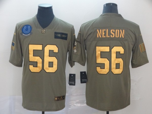 Men's Indianapolis Colts #56 Quenton Nelson 2019 Olive/Gold Salute To Service Limited Jersey