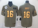 Men's Los Angeles Rams #16 Jared Goff 2019 Olive/Gold Salute To Service Limited Jersey