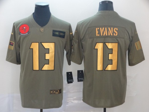 Men's Tampa Bay Buccaneers #13 Mike Evans 2019 Olive/Gold Salute To Service Limited Jersey