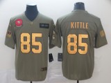 Men's San Francisco 49ers #85 George Kittle 2019 Olive/Gold Salute To Service Limited Jersey