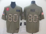 Men's San Francisco 49ers #80 Jerry Rice 2019 Olive/Camo Salute To Service Limited Jersey