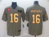 Men's San Francisco 49ers #16 Joe Montana 2019 Olive/Gold Salute To Service Limited Jersey