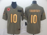 Men's Chicago Bears #10 Mitchell Trubisky 2019 Olive/Gold Salute To Service Limited Jersey