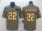 Men's Carolina Panthers #22 Christian McCaffrey 2019 Olive/Gold Salute To Service Limited Jersey