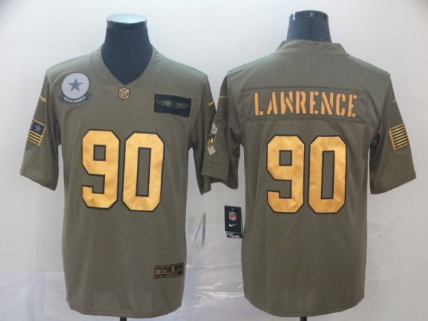 Men's Dallas Cowboys #90 Demarcus Lawrence 2019 Olive/Gold Salute To Service Limited Jersey