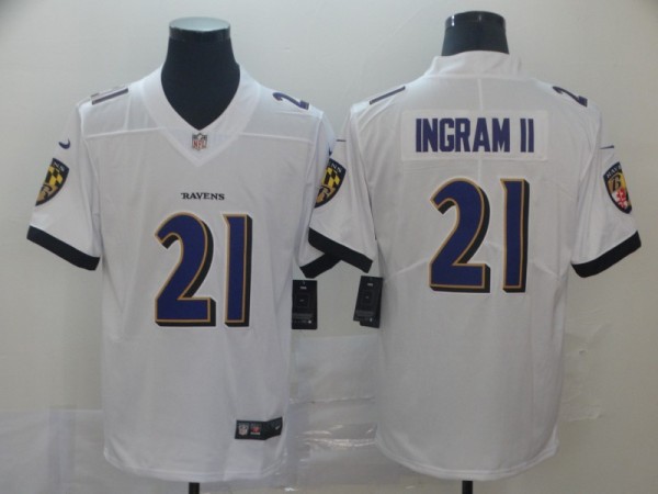 Nike Ravens #21 Ingram II White Vapor Untouchable Limited Men Jersey