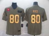 Men's San Francisco 49ers #80 Jerry Rice 2019 Olive/Gold Salute To Service Limited Jersey