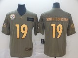 Men's Pittsburgh Steelers #19 JuJu Smith-Schuster 2019 Olive/Gold Salute To Service Limited Jersey