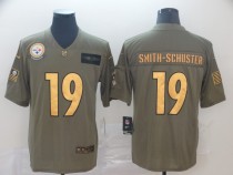 Men's Pittsburgh Steelers #19 JuJu Smith-Schuster 2019 Olive/Gold Salute To Service Limited Jersey