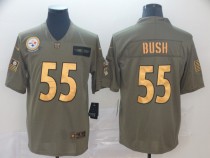 Men's Pittsburgh Steelers #55 Devin Bush 2019 Olive/Gold Salute To Service Limited Jersey