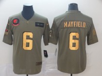 Men's Cleveland Browns #6 Baker Mayfield 2019 Olive/Gold Salute To Service Limited Jersey