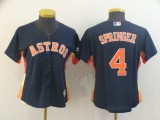 Womens MLB Houston Astros #4 Springer Blue Game Jersey