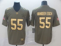 Men's Dallas Cowboys #55 Leighton Vander Esch Olive/Gold Salute To Service Limited Jersey