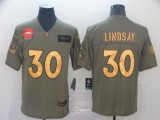 Men's Denver Broncos #30 Phillip Lindsay 2019 Olive/Gold Salute To Service Limited Jersey