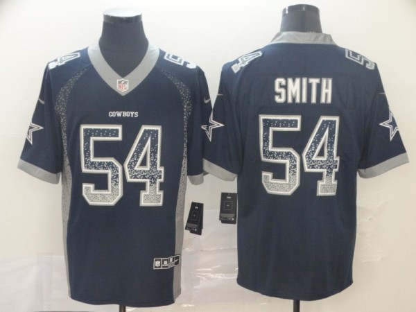 Men's Dallas Cowboys #54 Smith Navy Blue Drift Fashion Color Rush Stitched NFL Jersey