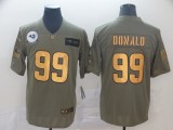 Men's Los Angeles Rams #99 Aaron Donald 2019 Olive/Gold Salute To Service Limited Jersey