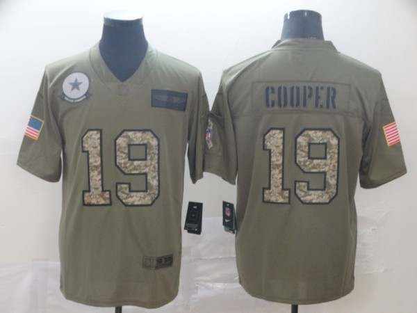 Men's Dallas Cowboys #19 Amari Cooper 2019 Olive/Camo Salute To Service Limited Jersey