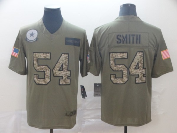 Men's Dallas Cowboys #54 Jaylon Smith 2019 Olive/Camo Salute To Service Limited Jersey 