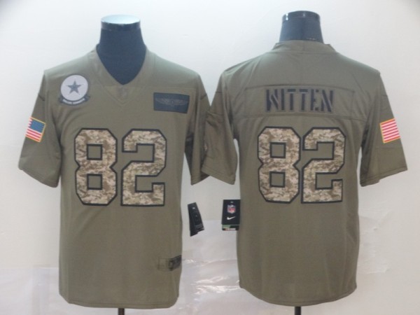 Men's Dallas Cowboys #82 Jason Witten 2019 Olive/Camo Salute To Service Limited Jersey