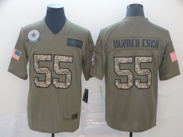 Men's Dallas Cowboys #55 Leighton Vander Esch 2019 Olive/Camo Salute To Service Jersey