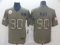 Men's Pittsburgh Steelers #90 T. J. Watt 2019 Olive/Camo Salute To Service Limited Jersey 