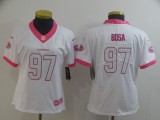 Women's Nike San Francisco 49ers #97 Nick Bosa White/Pink Vapor Untouchable Limited Jersey