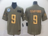 Men's Detroit Lions #9 Matthew Stafford 2019 Olive/Gold Salute To Service Limited Jersey